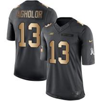 Nike Eagles -13 Nelson Agholor Black Stitched NFL Limited Gold Salute To Service Jersey