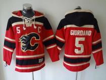 Calgary Flames -5 Mark Giordano Red Sawyer Hooded Sweatshirt Stitched NHL Jersey