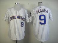 Milwaukee Brewers -9 Jean Segura White  blue strip  Stitched MLB Jersey