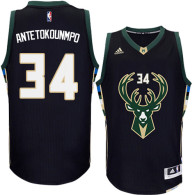 Milwaukee Bucks #34 Giannis Antetokounmpo Authentic Black Alternate NBA Jersey