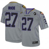 Nike Ravens -27 Ray Rice Lights Out Grey With Art Patch Stitched NFL Elite Jersey