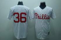 Mitchell and Ness Philadelphia Phillies #36 Robin Roberts Stitched White Red Strip MLB Jersey
