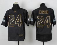 Nike Seattle Seahawks #24 Marshawn Lynch Black Gold No Fashion Men's Stitched NFL Elite Jersey
