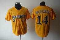 Milwaukee Brewers -14 Casey McGehee Yellow Cerveceros Cool Base Stitched MLB Jersey