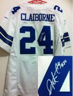 Nike Dallas Cowboys #24 Morris Claiborne White Men's Stitched NFL Elite Autographed Jersey