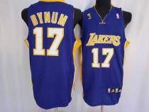 Los Angeles Lakers -17 Andrew Bynum Stitched Purple Champion Patch NBA Jersey