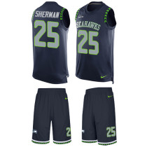 Seahawks -25 Richard Sherman Steel Blue Team Color Stitched NFL Limited Tank Top Suit Jersey
