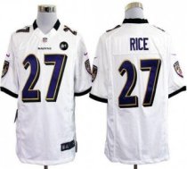Nike Ravens -27 Ray Rice White With Art Patch Stitched NFL Game Jersey