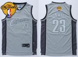 Cleveland Cavaliers -23 LeBron James Grey Anniversary Style The Finals Patch Stitched NBA Jersey