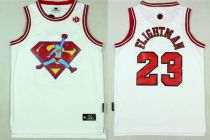 Chicago Bulls -23 Michael Jordan White FlightMan Stitched NBA Jerseys