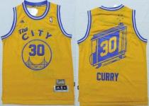 Golden State Warriors -30 Stephen Curry Gold Throwback The City Stitched NBA Jersey