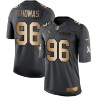 Nike 49ers -96 Solomon Thomas Black Stitched NFL Limited Gold Salute To Service Jersey