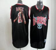 Chicago Bulls -1 Derrick Rose Black Notorious Stitched NBA Jersey