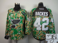 Autographed St Louis Blues -42 David Backes Camo Veterans Day Practice NHL Jersey