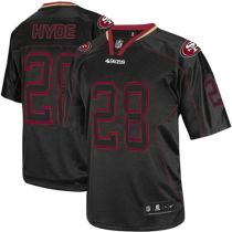 Nike San Francisco 49ers #28 Carlos Hyde Lights Out Black Men‘s Stitched NFL Elite Jersey