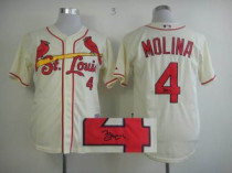 MLB St Louis Cardinals #4 Yadier Molina Stitched Cream Autographed Jersey