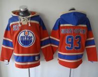 Edmonton Oilers -93 Ryan Nugent-Hopkins Orange Sawyer Hooded Sweatshirt Stitched NHL Jersey