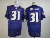 Nike Ravens -31 Bernard Pollard Purple Team Color With Art Patch Stitched NFL Elite Jersey
