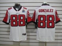 Nike Falcons 88 Tony Gonzalez White With Hall of Fame 50th Patch Stitched NFL Elite Jersey