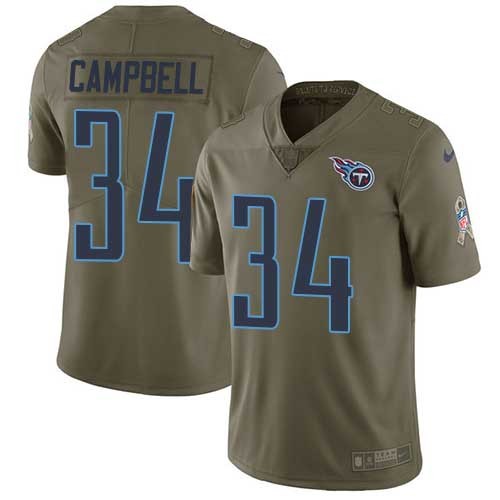Nike Titans -34 Earl Campbell Olive Stitched NFL Limited 2017 Salute to Service Jersey