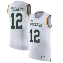 Nike Packers -12 Aaron Rodgers White Stitched NFL Limited Rush Tank Top Jersey