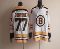 CCM Throwback Boston Bruins -77 Ray Bourque White Stitched NHL Jersey