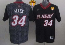 Miami Heat -34 Ray Allen Black New Latin Nights Finals Patch Stitched NBA Jersey