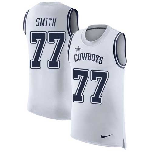Nike Cowboys -77 Tyron Smith White Stitched NFL Limited Rush Tank Top Jersey