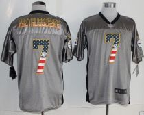 Nike Pittsburgh Steelers #7 Ben Roethlisberger Grey Men's Stitched NFL Elite USA Flag Fashion Jersey
