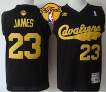 Cleveland Cavaliers -23 LeBron James Black Throwback The Finals Patch Stitched NBA Jersey