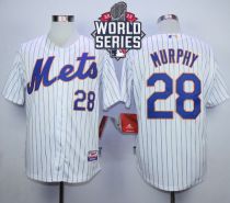 New York Mets -28 Daniel Murphy White Blue Strip Cool Base W 2015 World Series Patch Stitched MLB Je