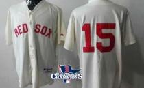 Boston Red Sox #15 Dustin Pedroia Cream Cool Base 2013 World Series Champions Patch Stitched MLB Jer
