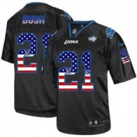 Nike Lions -21 Reggie Bush Black With WCF Patch USA Flag Fashion Jersey
