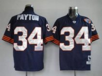 Mitchell and Ness Bears -34 Walter Payton Blue With Big Number Bear Patch Stitched Throwback NFL Jer
