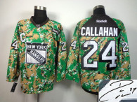 Autographed New York Rangers -24 Ryan Callahan Camo Veterans Day Practice NHL Jersey