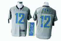 Autographed Nike Seattle Seahawks #12 Fan Grey Shadow Men‘s Stitched NFL Elite Jersey
