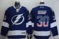Tampa Bay Lightning -30 Ben Bishop Blue USA Flag Fashion Stitched NHL Jersey