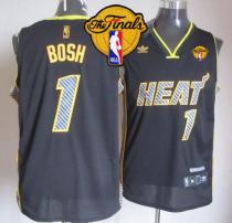 Miami Heat -1 Chris Bosh Black Electricity Fashion Finals Patch Stitched NBA Jersey
