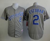 Kansas City Royals -2 Alcides Escobar Grey Cool Base Stitched MLB Jersey