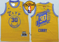 Golden State Warriors -30 Stephen Curry Gold Throwback The City Finals Patch Stitched NBA Jersey