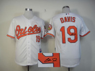Autographed MLB Baltimore Orioles #19 Chris Davis White Cool Base Stitched Jersey
