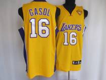 Los Angeles Lakers -16 Pau Gasol Stitched Yellow Final Patch NBA Jersey