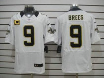 Nike Saints -9 Drew Brees White With C Patch Stitched NFL Elite Jersey