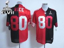Nike San Francisco 49ers #80 Jerry Rice Black Red Super Bowl XLVII Men‘s Stitched NFL Elite Split Je