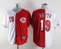 Cincinnati Reds -19 Joey Votto Red White Split Fashion Stitched MLB Jersey