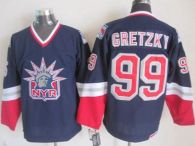 New York Rangers -99 Wayne Gretzky Navy Blue CCM Statue of Liberty Stitched NHL Jersey