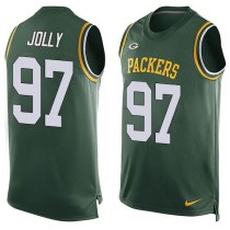 Nike Green Bay Packers -97 Johnny Jolly Green Team Color Stitched NFL Limited Tank Top Jersey