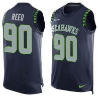 Nike Seahawks -90 Jarran Reed Steel Blue Team Color Stitched NFL Limited Tank Top Jersey