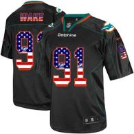 Nike Miami Dolphins #91 Cameron Wake Black Men‘s Stitched NFL Elite USA Flag Fashion Jersey