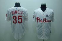 Philadelphia Phillies #35 Colbert Hamels Stitched White Red Strip MLB Jersey
